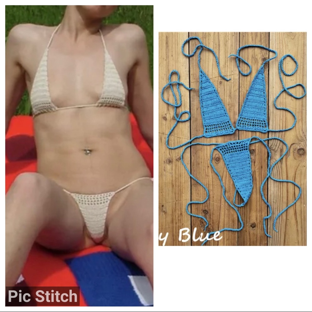 Crochet micro bikini v G string thong Brazilian Swimwear swimsuit
